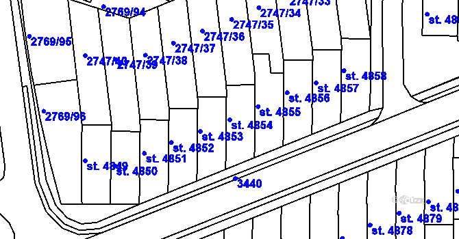 Parcela st. 4854 v KÚ Kroměříž, Katastrální mapa