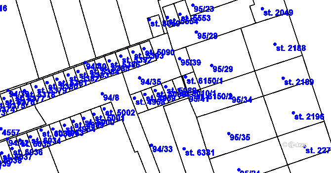 Parcela st. 5089 v KÚ Kroměříž, Katastrální mapa