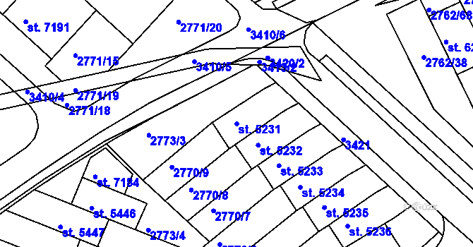 Parcela st. 5231 v KÚ Kroměříž, Katastrální mapa
