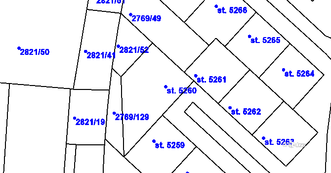 Parcela st. 5260 v KÚ Kroměříž, Katastrální mapa