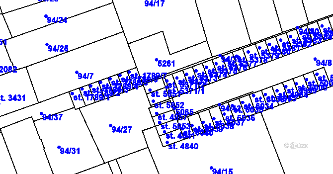 Parcela st. 5371/1 v KÚ Kroměříž, Katastrální mapa