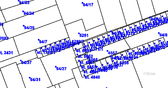 Parcela st. 5371/2 v KÚ Kroměříž, Katastrální mapa