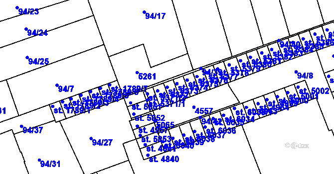 Parcela st. 5373 v KÚ Kroměříž, Katastrální mapa