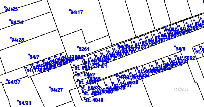 Parcela st. 5374 v KÚ Kroměříž, Katastrální mapa