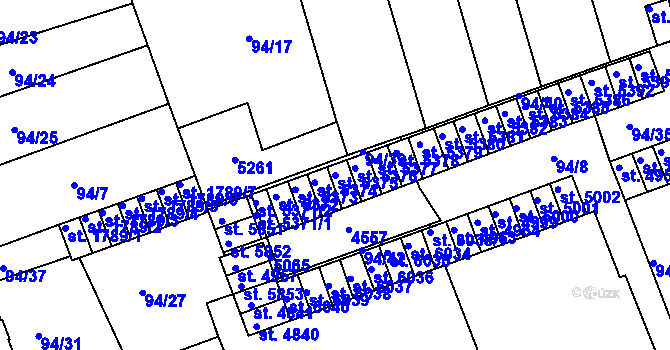 Parcela st. 5375 v KÚ Kroměříž, Katastrální mapa