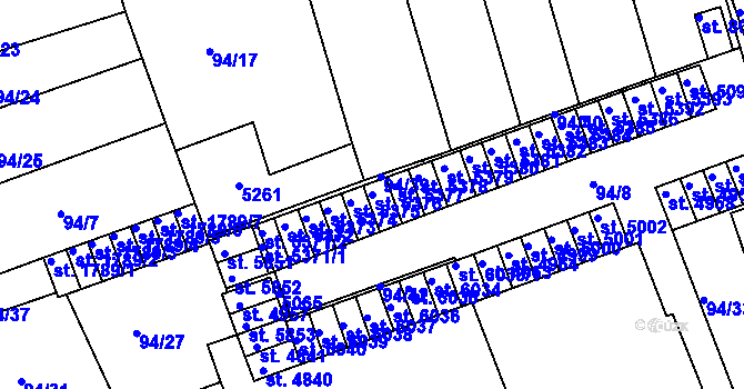 Parcela st. 5376 v KÚ Kroměříž, Katastrální mapa