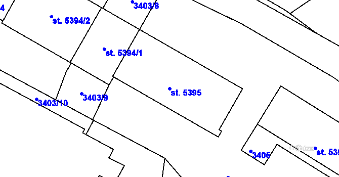 Parcela st. 5395 v KÚ Kroměříž, Katastrální mapa