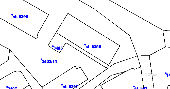 Parcela st. 5396 v KÚ Kroměříž, Katastrální mapa