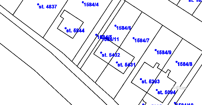 Parcela st. 5432 v KÚ Kroměříž, Katastrální mapa
