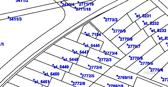 Parcela st. 5446 v KÚ Kroměříž, Katastrální mapa