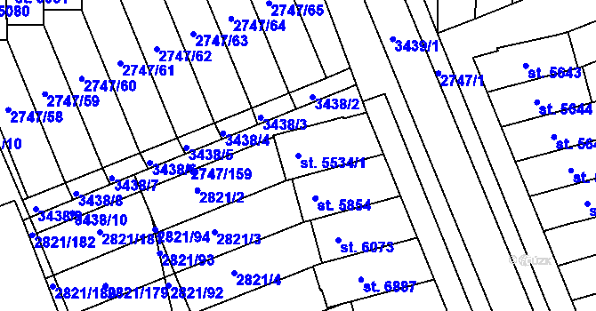 Parcela st. 5534/1 v KÚ Kroměříž, Katastrální mapa