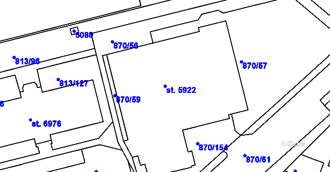 Parcela st. 5922 v KÚ Kroměříž, Katastrální mapa