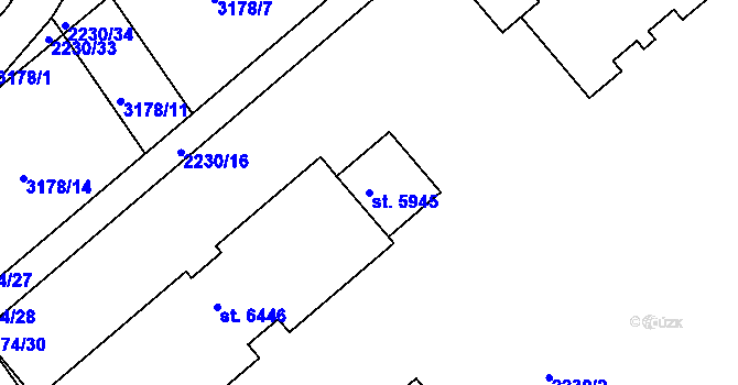 Parcela st. 5945 v KÚ Kroměříž, Katastrální mapa