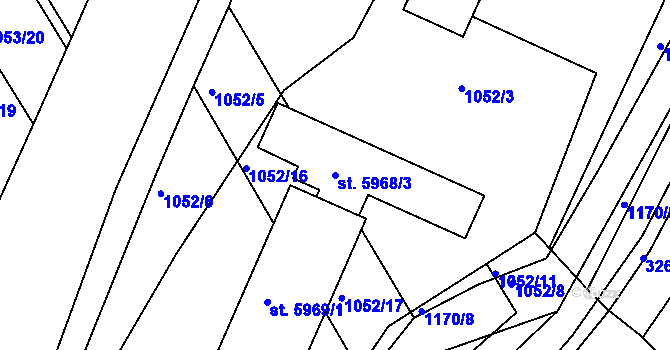 Parcela st. 5968/3 v KÚ Kroměříž, Katastrální mapa