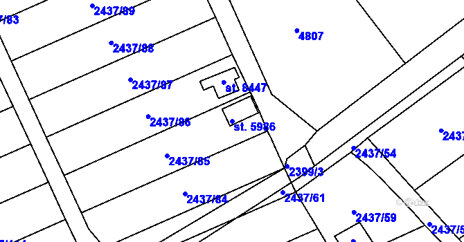 Parcela st. 5986 v KÚ Kroměříž, Katastrální mapa