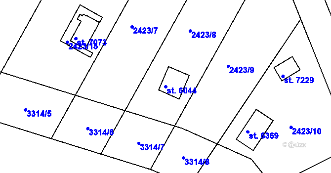 Parcela st. 6044 v KÚ Kroměříž, Katastrální mapa