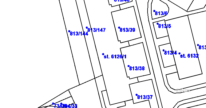Parcela st. 6126/1 v KÚ Kroměříž, Katastrální mapa