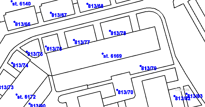 Parcela st. 6169 v KÚ Kroměříž, Katastrální mapa