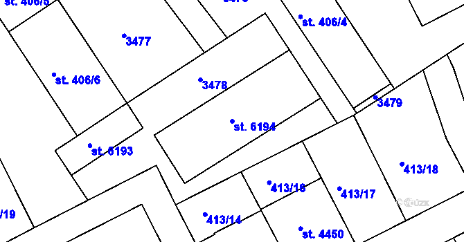 Parcela st. 6194 v KÚ Kroměříž, Katastrální mapa