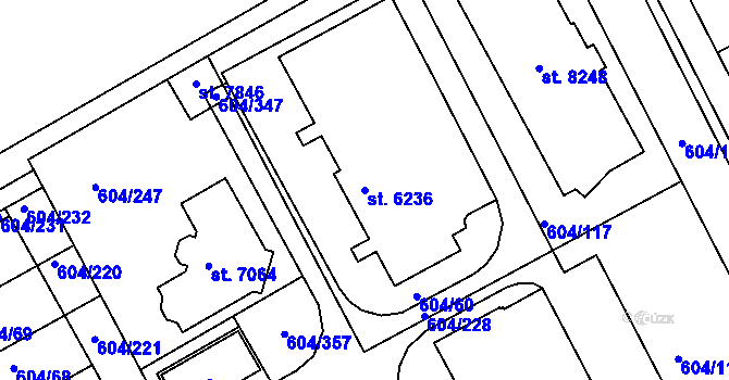 Parcela st. 6236 v KÚ Kroměříž, Katastrální mapa