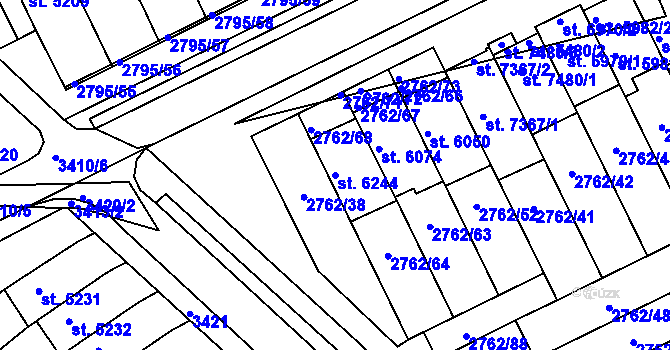 Parcela st. 6244 v KÚ Kroměříž, Katastrální mapa
