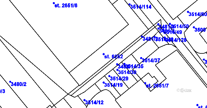 Parcela st. 6252 v KÚ Kroměříž, Katastrální mapa