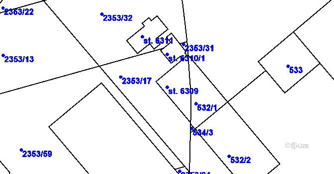 Parcela st. 6309 v KÚ Kroměříž, Katastrální mapa