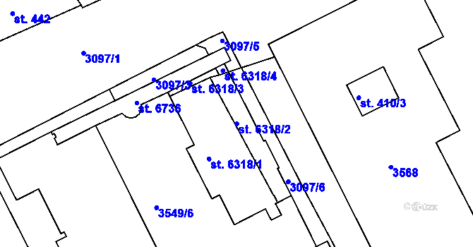 Parcela st. 6318/2 v KÚ Kroměříž, Katastrální mapa