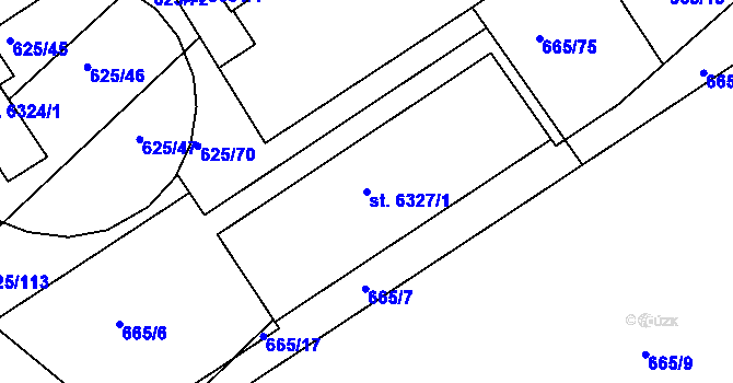 Parcela st. 6327/1 v KÚ Kroměříž, Katastrální mapa