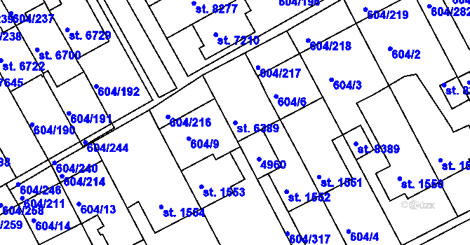 Parcela st. 6389 v KÚ Kroměříž, Katastrální mapa