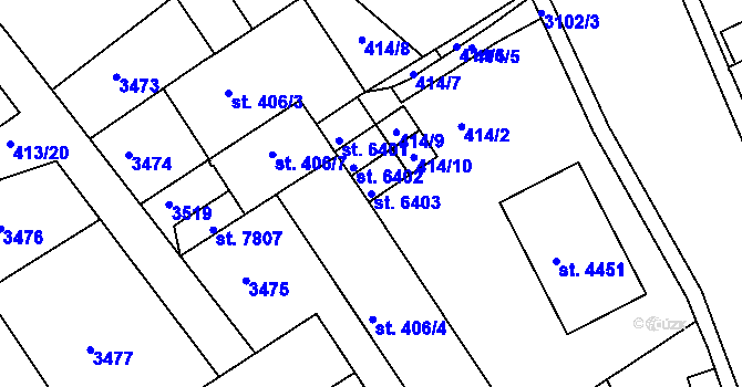 Parcela st. 6403 v KÚ Kroměříž, Katastrální mapa