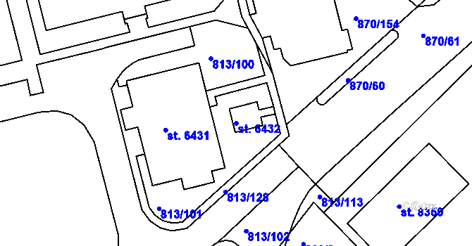 Parcela st. 6432 v KÚ Kroměříž, Katastrální mapa