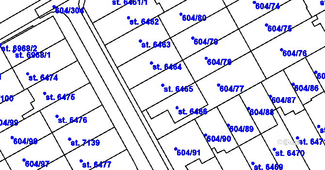 Parcela st. 6465 v KÚ Kroměříž, Katastrální mapa