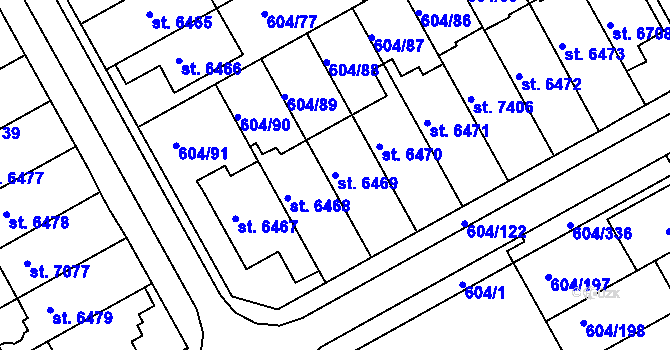 Parcela st. 6469 v KÚ Kroměříž, Katastrální mapa