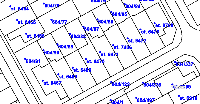Parcela st. 6471 v KÚ Kroměříž, Katastrální mapa