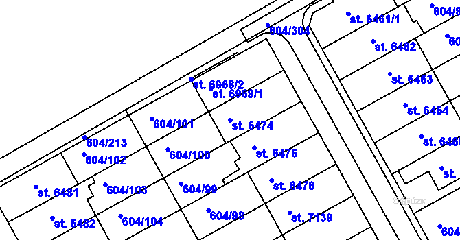 Parcela st. 6474 v KÚ Kroměříž, Katastrální mapa