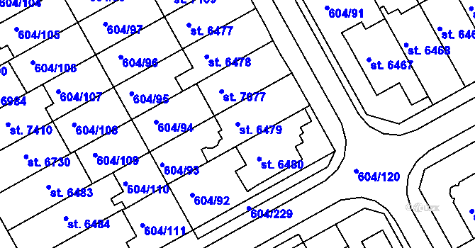 Parcela st. 6479 v KÚ Kroměříž, Katastrální mapa