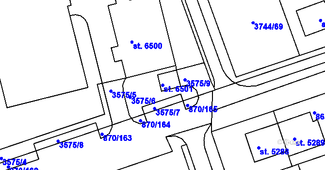 Parcela st. 6501 v KÚ Kroměříž, Katastrální mapa