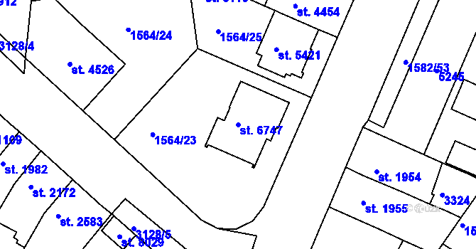 Parcela st. 6747 v KÚ Kroměříž, Katastrální mapa