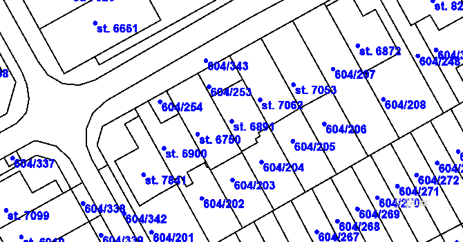 Parcela st. 6891 v KÚ Kroměříž, Katastrální mapa