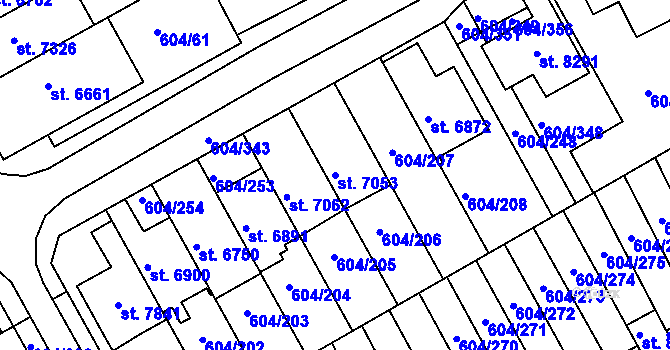 Parcela st. 7053 v KÚ Kroměříž, Katastrální mapa