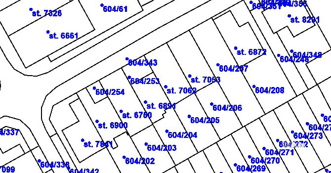 Parcela st. 7062 v KÚ Kroměříž, Katastrální mapa