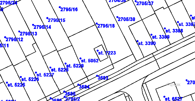 Parcela st. 7223 v KÚ Kroměříž, Katastrální mapa