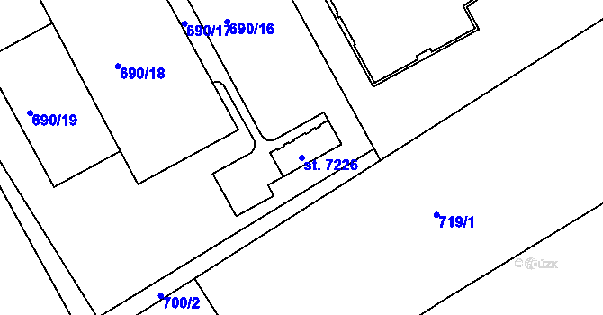 Parcela st. 7226 v KÚ Kroměříž, Katastrální mapa