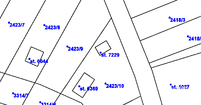 Parcela st. 7229 v KÚ Kroměříž, Katastrální mapa