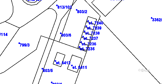 Parcela st. 7236 v KÚ Kroměříž, Katastrální mapa