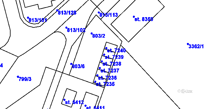 Parcela st. 7239 v KÚ Kroměříž, Katastrální mapa