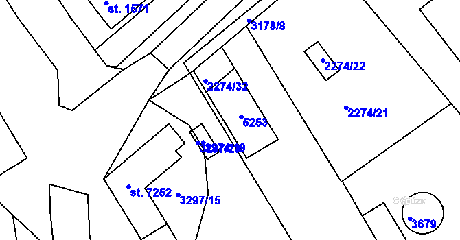 Parcela st. 7251 v KÚ Kroměříž, Katastrální mapa