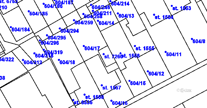 Parcela st. 7260 v KÚ Kroměříž, Katastrální mapa