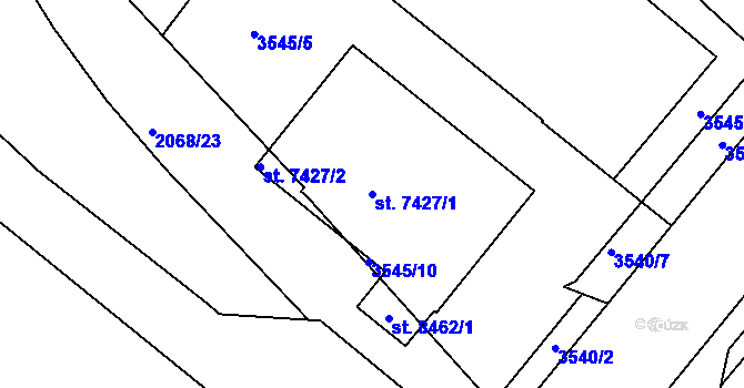 Parcela st. 7427/1 v KÚ Kroměříž, Katastrální mapa